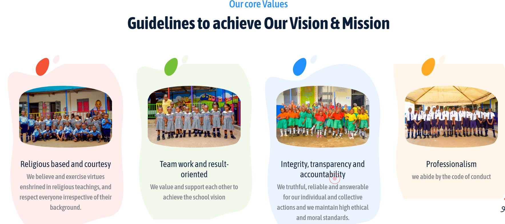 Bright Angels core values — children of every stage